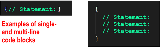 JavaScript code blocks