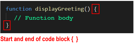 JavaScript function declaration code block