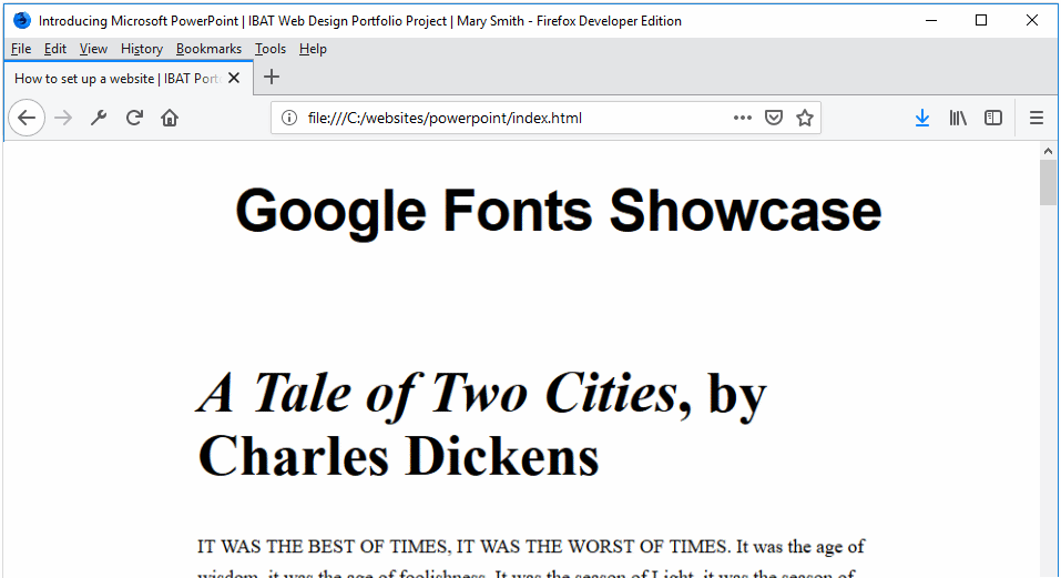 Project Animation Google Fonts